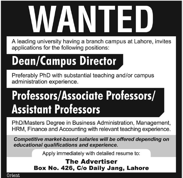 Job Opportunities in a University