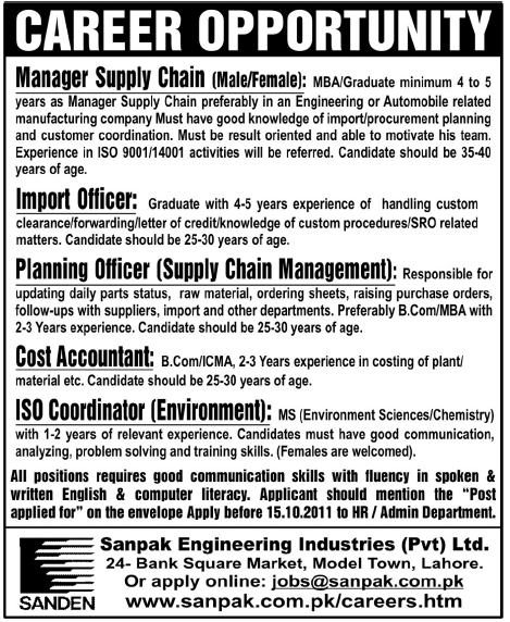 Sanpak Engineering Industries Pvt Ltd Career Opportunity
