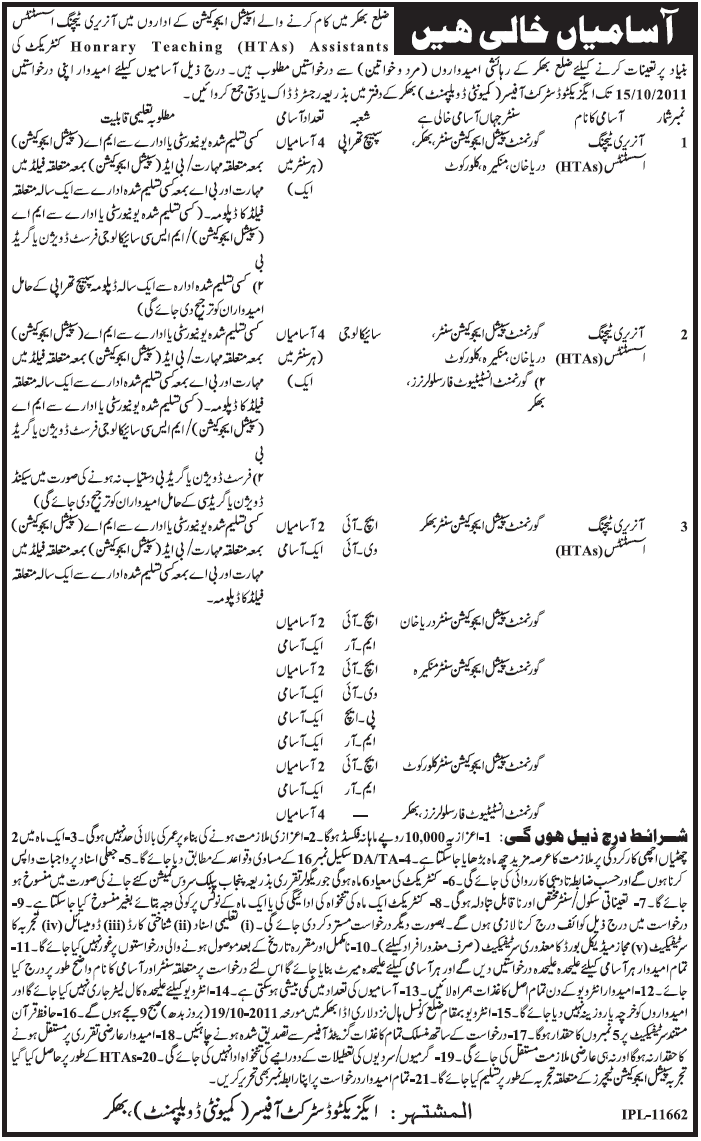 Positions Vacant for Honorary Teaching Assistants