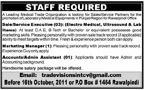 Medical Trade Organization Required Staff