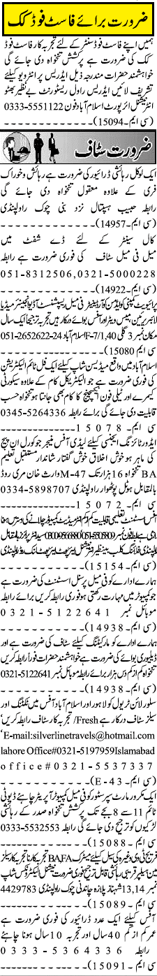 Misc. Jobs in Rawalpindi Jang Classified