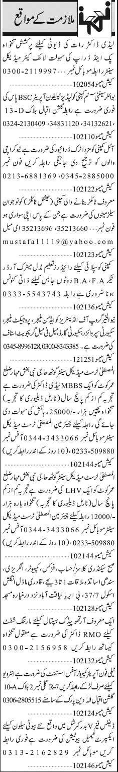 Misc. Jobs in Karachi Jang Classified 1