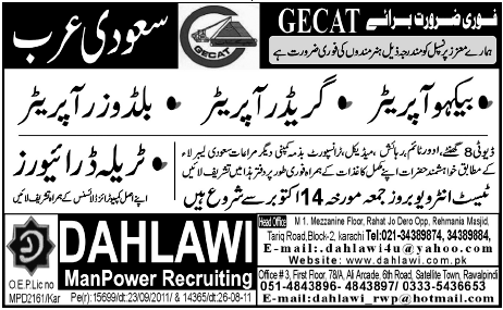 Urgently Required For Saudi Arabia