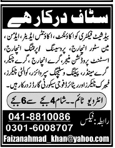 Staff Required for a Factory