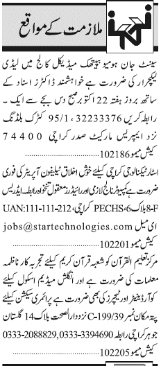 Misc. Jobs in Karachi Jang Classified