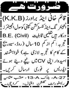 K.K.B Required the Services of Civil Engineer