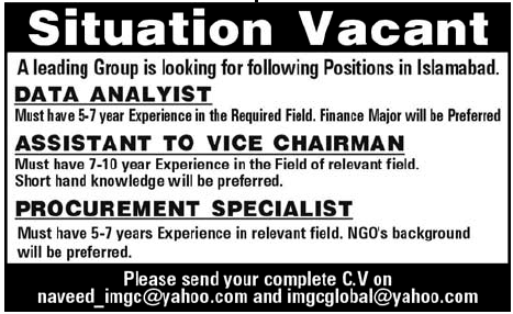 Situation Vacant in a Group of Companies