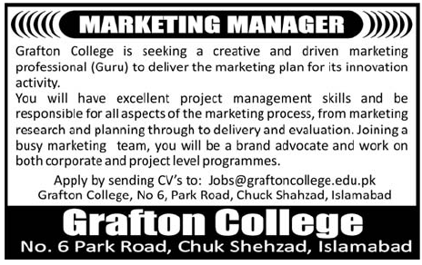Grafton College Required Marketing Manager