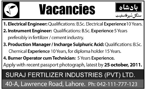 Suraj Fertilizer Industries Pvt Ltd Required Technical Staff