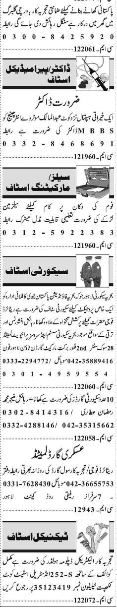 Misc. Jobs in Lahore Jang Classified 2