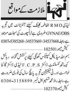 Misc. Jobs in Karachi Jang Classified 1