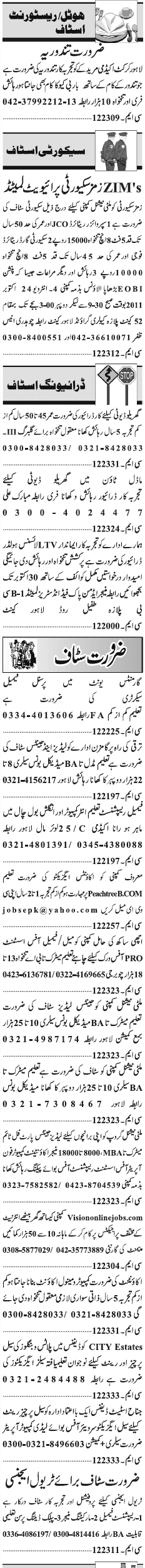 Misc. Jobs in Lahore Jang Classified 2