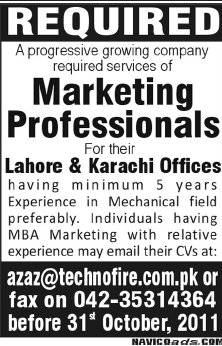 Marketing Professionals Required Technofire