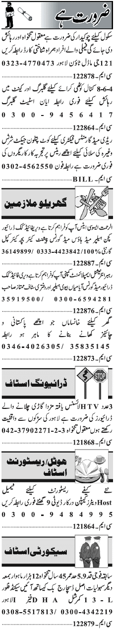 Misc. Jobs in Lahore Jang Classified 2