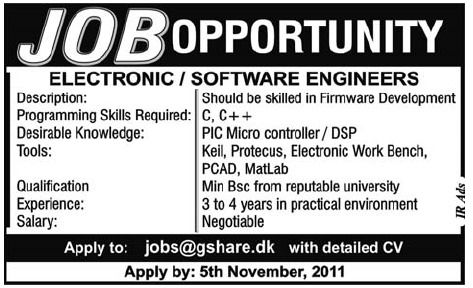 Electronic/Software Engineers Required