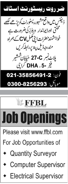 Misc. Jobs in Karachi Jang Classified 2