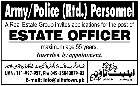 Estate Officer Required by Elite Town