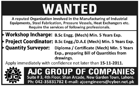 AJC Group of Companies Jobs Opportunity