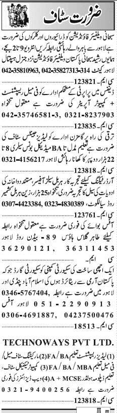 Misc. Jobs in Lahore Jang Classified 2