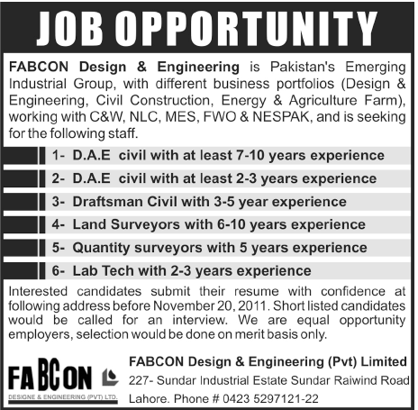 FABCON Design & Engineering Jobs Opportunity