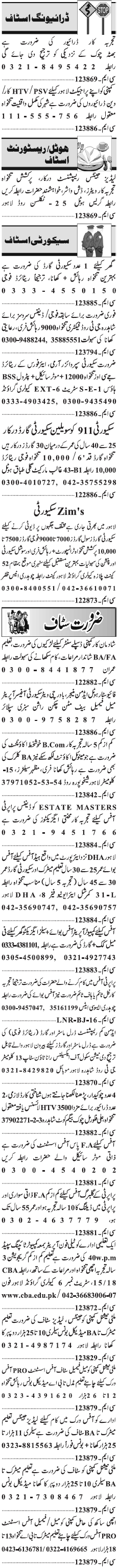 Misc. Jobs in Lahore Jang Classified 3