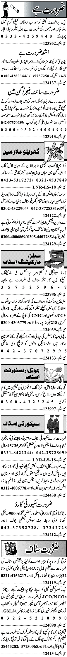 Misc. Jobs in Lahore Jang Classified 1