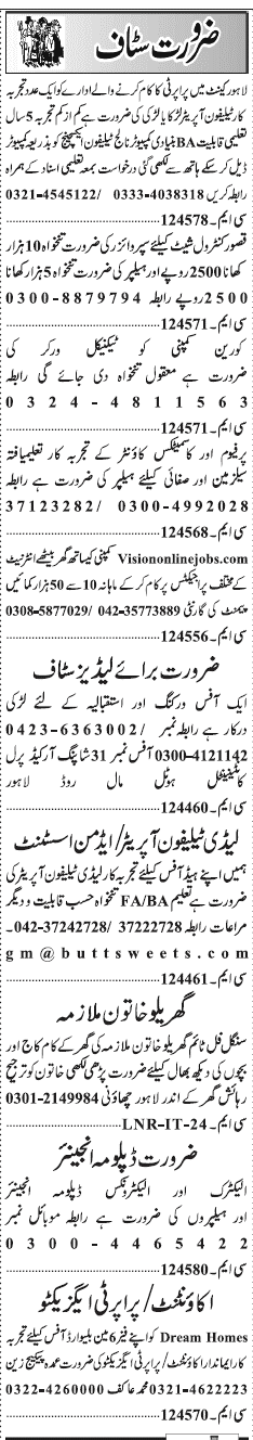 Misc. Jobs in Lahore Jang Classified 2