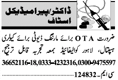 Misc. Jobs in Lahore Jang Classified 1