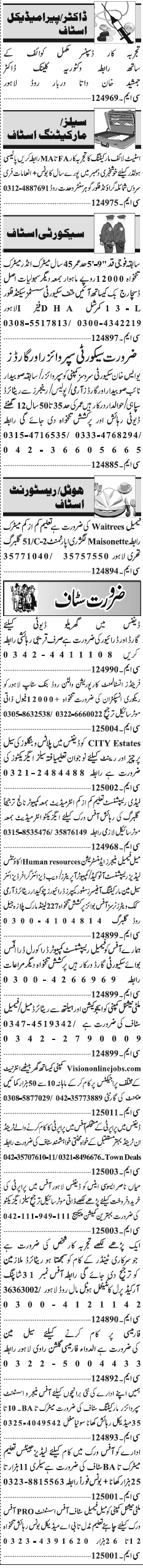 Misc. Jobs in Lahore Jang Classified 2