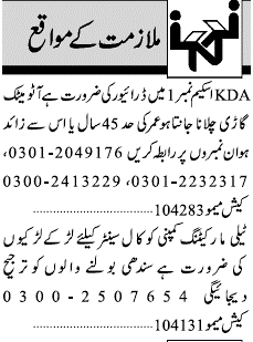 Misc. Jobs in Karachi Jang Classified