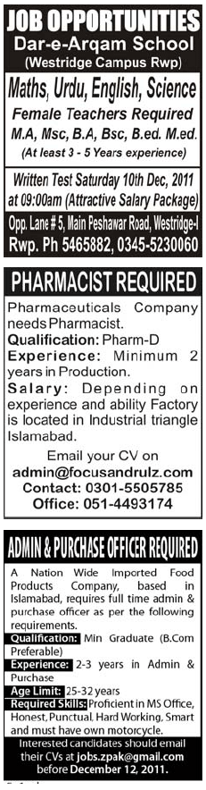 Misc. Jobs in Lahore Jang Classified 3