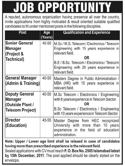 Autonomous Organization Required Staff