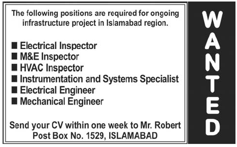 Infrastructure Project in Islamabad Required Staff