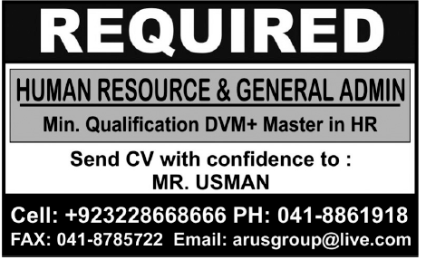 Arus Group Required Human Resource and General Admin