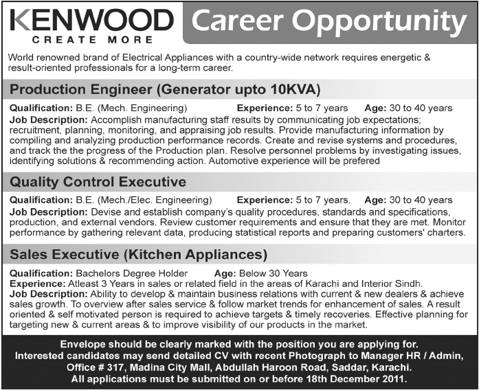 KENWOOD Required Staff