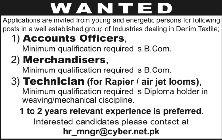 Denim Textile Industries Required Staff