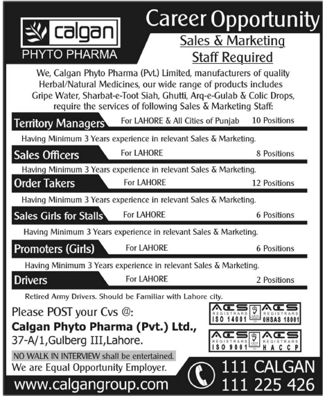 CALGAN Phyto Pharma Jobs Opportunities
