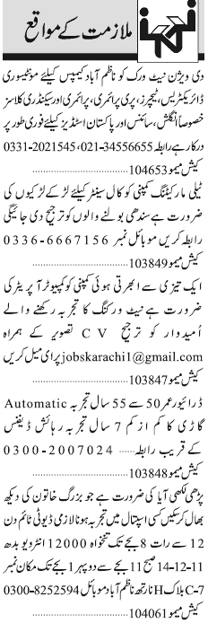 Misc. Jobs in Karachi Jang Classified 1