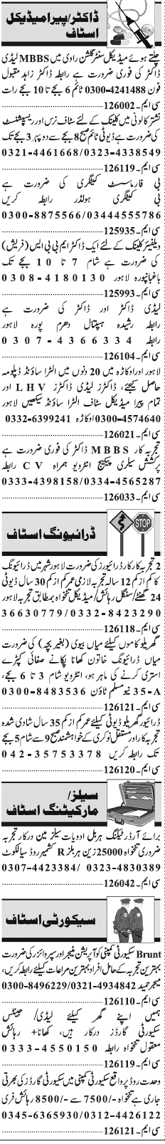 Misc. Jobs in Lahore Jang Classified 2