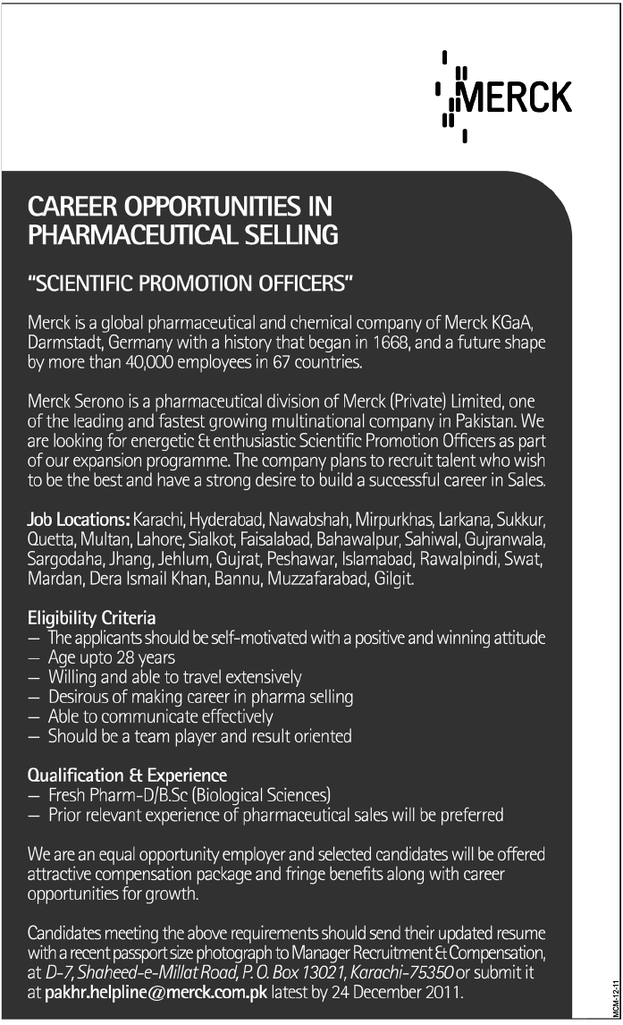 MERCK Required Scientific Promotion Officers