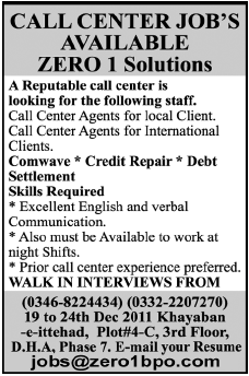 Call Center Agents Required in Karachi