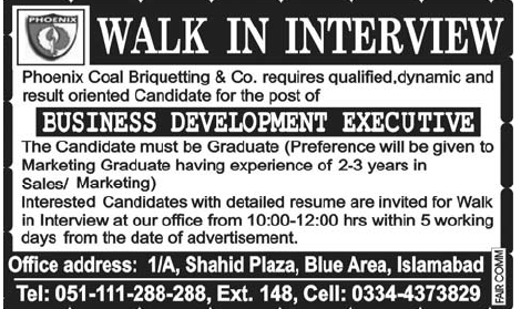 Phoenix Coal Briquetting & Co. Required Business Development Executive