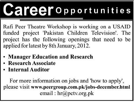 Rafi Peer Theatre Workshop Required Staff