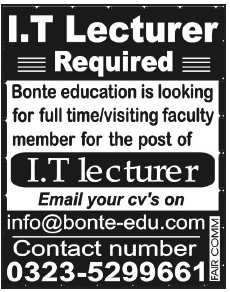 I.T Lecturers Required by Bonte Education