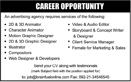 Advertising Agency Required Staff