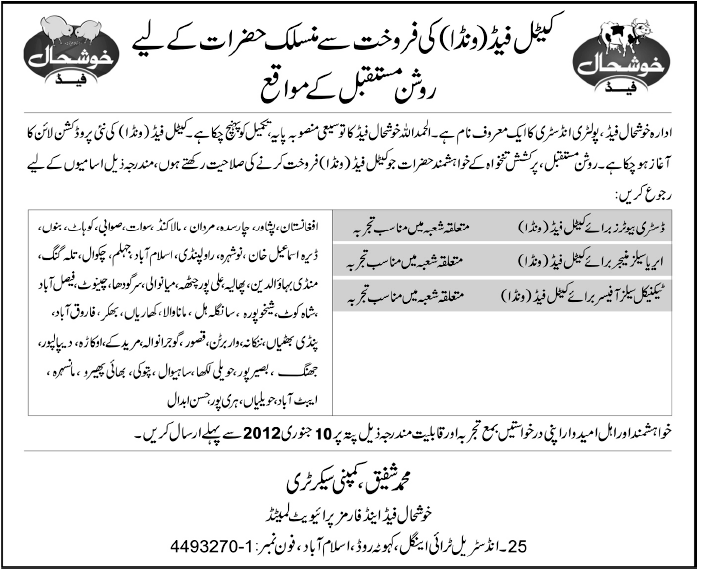 Khushhal Fund and Farms Private Limited Required Staff