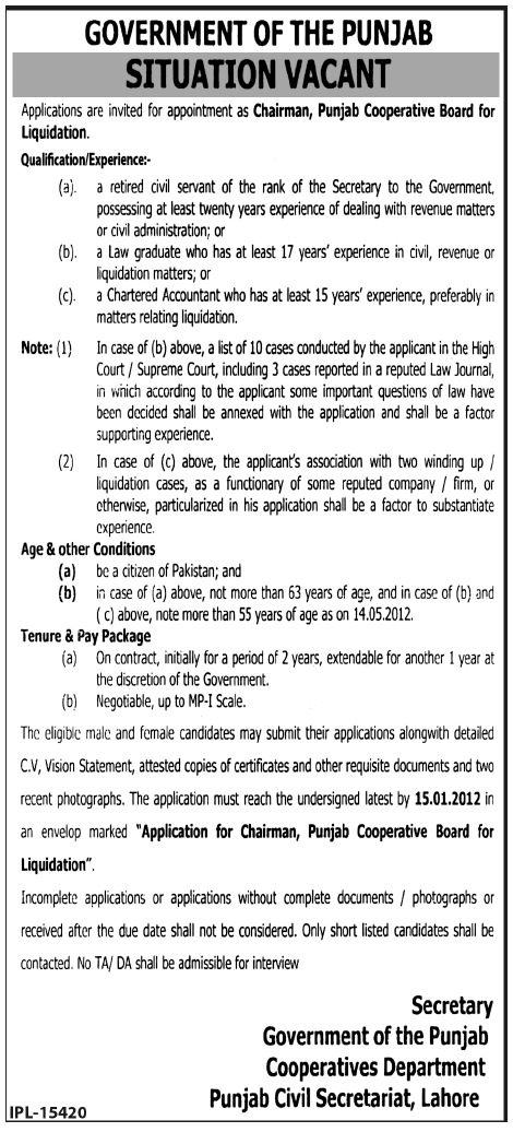 Government of the Punjab Job Opportunities