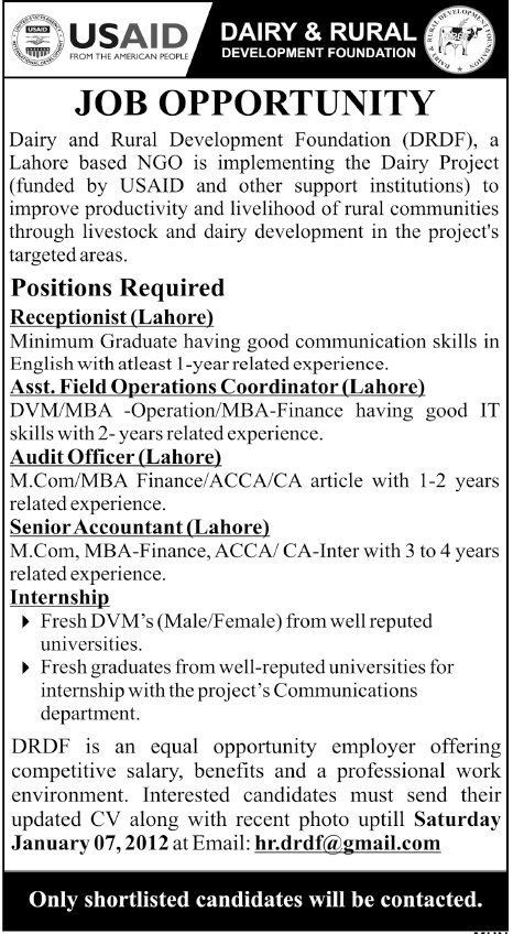 Dairy & Rural Development Foundation Jobs Opportunity