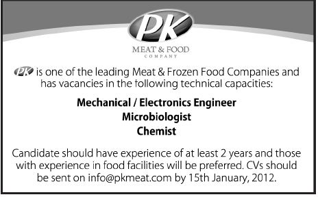 PK Meat & Food Company Jobs Opportunity