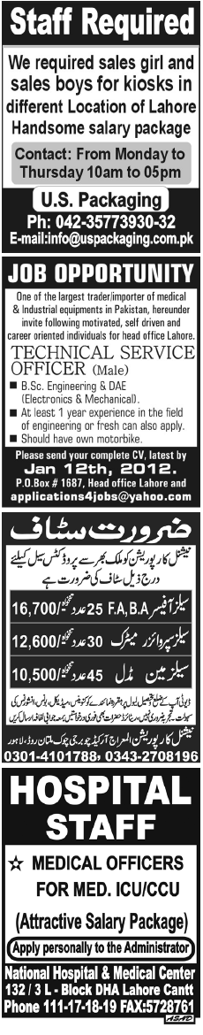 Misc. Jobs in Lahore Jang Classified 2